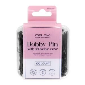 Célavi Bobby Pins 100 Count Strong Hold Hair Accessories Reusable Case